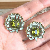 【イヤリング】モスグリーン　ボタニカル　70’sフランス