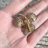 【ブローチ】フィリグリー　バタフライ　蝶　50’sイギリス