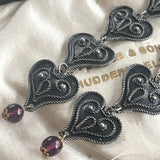 【ピアス】ハート　ロング　ブラック　オリエンタル　80’s仏