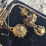 【ピアス】天然石　花　ミニ　スイング　70’sフランス