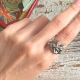 【リング】鳥　bird シャビー　枝に止まる鳥　80’sフランス