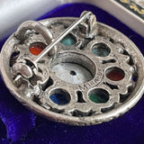 【ブローチ】MIRACLE  ミラクル社　7つの石　オリエンタル　70’sイギリス