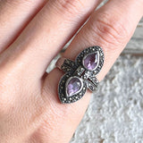 【リング】アメジスト　マーカサイト　925 バロック建築　70'sフランス