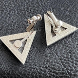 【イヤリング】モザイクオパール　トライアングル　グリーン　80’s USA