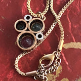 【ネックレス】ルビー　エメラルド　丸　ラウンド　ボックスチェーン　イタリアvintage