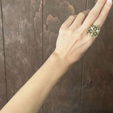 【リング】パール　透かし　ボタニカル　アール・ヌーヴォー　70’sフランス