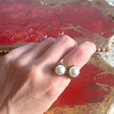 【リング】二粒パール　デッドストック　真鍮　70’sカナダ　canada vintage