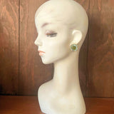 【イヤリング】モスグリーン　ボタニカル　70’sフランス