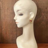 【イヤリング】エジプティアン　赤　レッド　パール　グリポア　70’sUSA