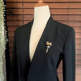 【ブローチ】リボン　タッセル　バロックパール　50’sイギリスvintage