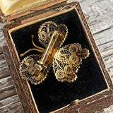 【ブローチ】フィリグリー　バタフライ　蝶　50’sイギリス