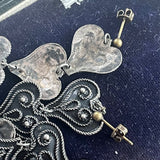 【ピアス】ハート　ロング　ブラック　オリエンタル　80’s仏