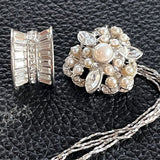 【ピアス】アシンメトリー　超ロング　パール　ビジュ　トライアングル　多連　60’sフランス