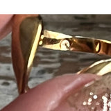 【リング】ツイストV字　一粒ストーン　ゴールド　80’sフランス