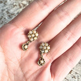 【ピアス】天然石　花　ミニ　スイング　70’sフランス