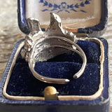 【リング】鳥　bird シャビー　枝に止まる鳥　80’sフランス