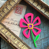 【ブローチ】JJ社　ネオンピンク　花　ポップ　サイケデリック　70’s USA