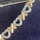 【ブレス】ハート　コンビカラー　エックス　ビジュ　80’sUSA