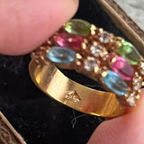 【リング】パステル　3色　カラフル　3連　クリスタル　80’sフランス