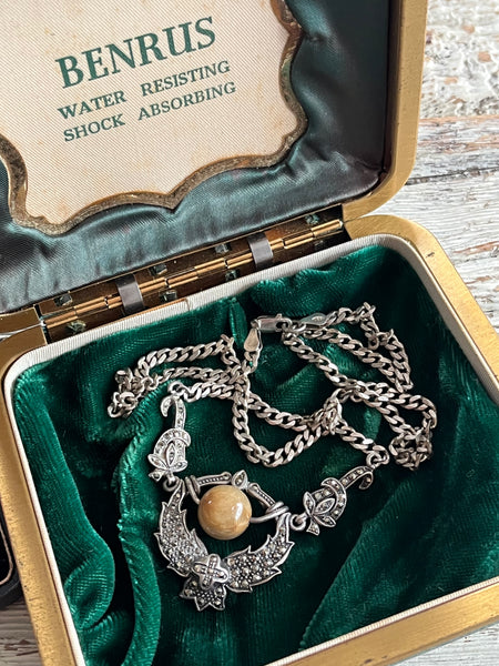 ネックレス】ルチルクォーツ マーカサイト 925 針水晶 70's