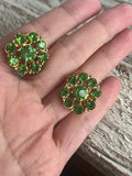 【イヤリング】Bijoux CAPITOL コバルトグリーン　クリスタル　70’s USA