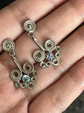 【ピアス】アイリスガラス　虹色　スイング　シルバー　60’sドイツ