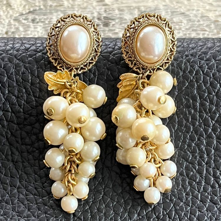 ヴィンテージ パールピアス ヴィンテージ/パールダングル ピアスB ピアス（フック・チェーン