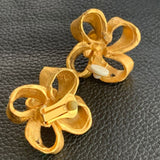 【イヤリング＆ブローチ】ゴールドリボン　ヴィンテージセット　パリュール parure flower bow アクセサリーセット